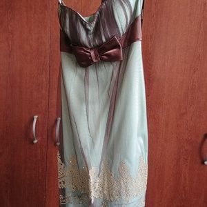 GREEN/BROWN BEADED/SEQUIN SUMMER DRESS BY TEEZE ME SIZE M